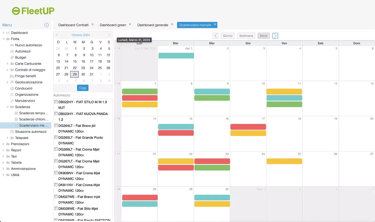 Portale fleet manager - Calendario generale